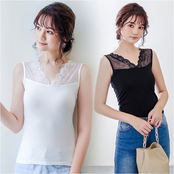ショルダー レース インナー 通販 ショルダーレース タンクトップ 花柄 花柄レース Vネック vネック 肌着 フラワーレース ドレスインナー 春 夏 秋 冬 オールシーズン シャツ かわいい
