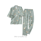 甚平 パジャマ 通販 ルームウェア 部屋着 上下セット 寝巻き じんべい ペアパジャマ レディース メンズ 綿 コットン ガーゼ 七分袖 長ズボン 春 夏 涼しい 和風 入院 旅行 出張 贈り物