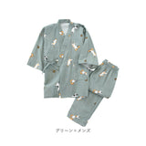 甚平 パジャマ 通販 ルームウェア 部屋着 上下セット 寝巻き じんべい ペアパジャマ レディース メンズ 綿 コットン ガーゼ 七分袖 長ズボン 春 夏 涼しい 和風 入院 旅行 出張 贈り物