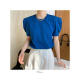 カットソー 半袖 レディース 通販 バルーンスリーブ パフスリーブ ぽわん袖 ポワン袖 トップス tシャツ レディーストップス きれいめ 無地 シンプル かわいい 可愛い 上品 エレガント