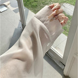 シアーシャツ レディース 長袖 通販 シアー シャツ 着回し ドロップショルダー シースルー オーガンジー ゆったり スリット 透け感 無地 冷房対策 冷え対策 きれいめ キレイめ 光沢感