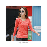 カットソー 長袖 レディース 通販 Tシャツ ロンT ロングTシャツ Uネック トップス シンプル きれいめ 綿 コットン 薄手 タイト 重ね着 無地 春 秋 おしゃれ オシャレ カジュアル