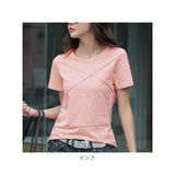 tシャツ レディース 半袖 通販 半袖tシャツ カットソー Tシャツ シャツ トップス きれいめ おしゃれ カジュアル シンプル 無地 インナー 白 ホワイト ピンク パープル ブルー 青