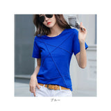 tシャツ レディース 半袖 通販 半袖tシャツ カットソー Tシャツ シャツ トップス きれいめ おしゃれ カジュアル シンプル 無地 インナー 白 ホワイト ピンク パープル ブルー 青