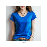 tシャツ レディース 半袖 通販 半袖tシャツ カットソー vネック Tシャツ シャツ トップス きれいめ おしゃれ カジュアル シンプル 無地 ポケット インナー 白 ホワイト 黒 ブラック