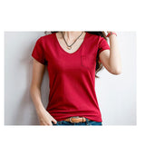 tシャツ レディース 半袖 通販 半袖tシャツ カットソー vネック Tシャツ シャツ トップス きれいめ おしゃれ カジュアル シンプル 無地 ポケット インナー 白 ホワイト 黒 ブラック