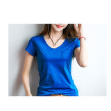 tシャツ レディース 半袖 通販 半袖tシャツ カットソー vネック Tシャツ シャツ トップス きれいめ おしゃれ カジュアル シンプル 無地 ポケット インナー 白 ホワイト 黒 ブラック