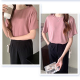 tシャツ レディース 半袖 通販 リブTシャツ カットソー 半袖Tシャツ トップス クルーネック リブ 生地 ショート丈 インナー 二の腕カバー 無地 シンプル オフィス カジュアル きれいめ