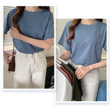 tシャツ レディース 半袖 通販 リブTシャツ カットソー 半袖Tシャツ トップス クルーネック リブ 生地 ショート丈 インナー 二の腕カバー 無地 シンプル オフィス カジュアル きれいめ