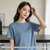 tシャツ レディース 半袖 通販 リブTシャツ カットソー 半袖Tシャツ トップス クルーネック リブ 生地 ショート丈 インナー 二の腕カバー 無地 シンプル オフィス カジュアル きれいめ