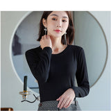 インナー レディース 長袖 通販 シャツ Tシャツ ロンT ロングTシャツ トップス カットソー 肌着 下着 クルーネック 吸湿性 通気性 重ね着 無地 シンプル 通勤 通学 お出かけ アウトドア