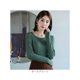 インナー レディース 長袖 通販 ロンT ロングTシャツ シャツ Tシャツ 肌着 下着 トップス カットソー クルーネック 吸湿性 通気性 重ね着 無地 シンプル 通勤 通学 カジュアル 秋冬