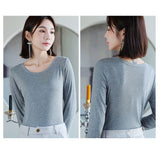 インナー レディース 長袖 通販 ロンT ロングTシャツ シャツ Tシャツ 肌着 下着 トップス カットソー クルーネック 吸湿性 通気性 重ね着 無地 シンプル 通勤 通学 カジュアル 秋冬