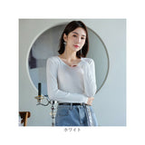 インナー レディース 長袖 通販 シャツ Tシャツ 肌着 下着 トップス カットソー ロンT ロングTシャツ Vネック 重ね着 カジュアル 無地 シンプル 通勤 通学 お出かけ アウトドア 秋冬