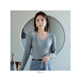 インナー レディース 長袖 通販 シャツ Tシャツ 肌着 下着 トップス カットソー ロンT ロングTシャツ Vネック 重ね着 カジュアル 無地 シンプル 通勤 通学 お出かけ アウトドア 秋冬