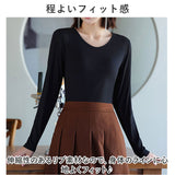 インナー レディース 長袖 通販 シャツ Tシャツ 肌着 下着 トップス カットソー ロンT ロングTシャツ Vネック 重ね着 カジュアル 無地 シンプル 通勤 通学 お出かけ アウトドア 秋冬
