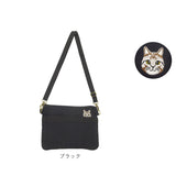 ショルダーバッグ レディース 通販 猫刺繍ショルダーバッグ サコッシュ ショルダーバック 横型 斜め掛け バック バッグ カバン ミニバッグ サブバッグ ネコ ねこ 大人 軽量 布 コットン