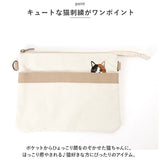 ショルダーバッグ レディース 通販 猫刺繍ショルダーバッグ サコッシュ ショルダーバック 横型 斜め掛け バック バッグ カバン ミニバッグ サブバッグ ネコ ねこ 大人 軽量 布 コットン