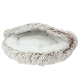 ペット ベッド ドーム 型 通販 丸型 クッション ベーシック フェイクファー ロングファー マカロン ドーム型 マカロンベッド 冬ベッド 冬用ベッド 滑り止め付き ふかふか ふわもこ