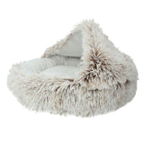 ペット ベッド ドーム 型 通販 丸型 クッション ベーシック フェイクファー ロングファー マカロン ドーム型 マカロンベッド 冬ベッド 冬用ベッド 滑り止め付き ふかふか ふわもこ