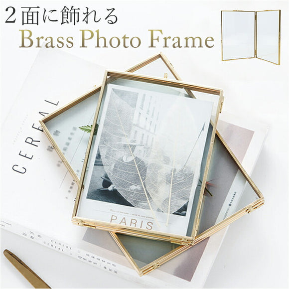 フォトフレーム 写真立て 2面 通販 写真たて ツインフレーム 2L ペアフレーム ペア 写真 フォト 真鍮 金属 ガラス 2枚 メタル フレーム 高級 アンティーク かわいい おしゃれ ギフト