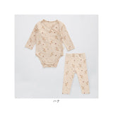 ベビー ロンパース 長袖 2点セット 通販 ズボン 子供服 ベビー服 新生児 セット コットン 綿 かぶるタイプ スナップボタン あったか 春 秋 冬 女の子 男の子 お出かけ カジュアル