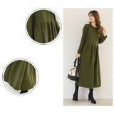 ワンピース 長袖 ロング 通販 プルオーバースカート 長袖ワンピース ルームウェア 部屋着 ロングワンピース 長そで ながそで マキシ ロング丈 スエット素材 シンプル 無地 ゆったり