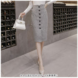 ハイウエスト スカート 膝丈 通販 タイトスカート タイト ペンシルスカート ミモレ丈 ミモレ ひざ丈 細長い レディース ボタン フォーマル 春 秋 冬 オフィス カジュアル シンプル 韓国