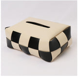 ティッシュケース レザー 市松模様 通販 ティッシュボックス ティッシュカバー ティッシュ ケース ボックス 撥水 高級感 皮革 上品 車 後部座席 デザイン リビング テーブル おしゃれ