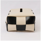 ティッシュケース レザー 市松模様 通販 ティッシュボックス ティッシュカバー ティッシュ ケース ボックス 撥水 高級感 皮革 上品 車 後部座席 デザイン リビング テーブル おしゃれ