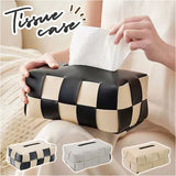 ティッシュケース レザー 市松模様 通販 ティッシュボックス ティッシュカバー ティッシュ ケース ボックス 撥水 高級感 皮革 上品 車 後部座席 デザイン リビング テーブル おしゃれ
