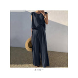 ノースリーブ セットアップ 通販 ワイドパンツ パンツ 夏 シャツ 春夏 タンクトップ 上下セット ロングパンツ レディース トップス ボトムス 夏服 袖なし ゆったり 大きいサイズ きれいめ