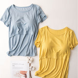 授乳服 半袖 通販 マタニティウェア Tシャツ カットソー カップ付き レディース 妊婦服 おしゃれ 出産準備 トップス 夏服 春 夏 秋 ナチュラル 産前 産後 妊婦 出産 可愛い カジュアル