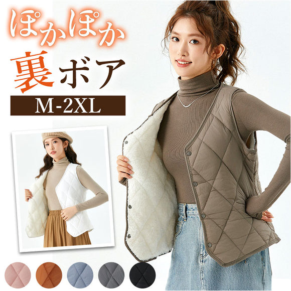 インナーベスト レディース 中綿 裏起毛 通販 ベスト 中綿ベスト 防寒ベスト インナーダウン ボアベスト 暖かい 前開き 軽量 vネック チョッキ 防寒グッズ ジレ おしゃれ 秋冬