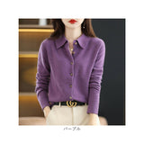 ニット カーディガン レディース 通販 ニットカーディガン セーター カーデガン トップス 秋 冬 ニットシャツ 長袖 カシミヤタッチ きれいめ 秋冬 前開き 襟付き polo襟 ポロカラー