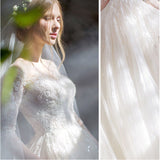 ウェディングドレス 袖あり Aライン 通販 ウエディングドレス ブライダルドレス トレーン ドレス レディース パーティドレス 白 ホワイト ロングドレス 七分袖 お色直し 花嫁 結婚式