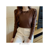 ニット セーター レディース 通販 ニットセーター シャツ スリーブセーター ニットソー ラウンドネック 長袖 パフスリーブ かわいい 無地 シンプル エレガント 春 秋 冬 きれいめ