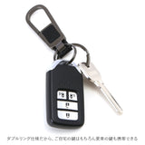 キーホルダー 通販 キーリング スマートキー 高級 レザー調 メンズ モダン 渋い おしゃれ かっこいい カラビナフック シンプル アクセサリー ダブルリング 鍵 カギ