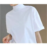 Tシャツ レディース 半袖シャツ 通販 tシャツ シャツ 半袖Tシャツ 半袖tシャツ カットソー タートルネック ハイネック 半袖 綿100% 綿100 綿 コットン ゆったり ベーシック カジュアル 春