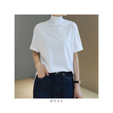 Tシャツ レディース 半袖シャツ 通販 tシャツ シャツ 半袖Tシャツ 半袖tシャツ カットソー タートルネック ハイネック 半袖 綿100% 綿100 綿 コットン ゆったり ベーシック カジュアル 春