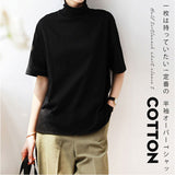 Tシャツ レディース 半袖シャツ 通販 tシャツ シャツ 半袖Tシャツ 半袖tシャツ カットソー タートルネック ハイネック 半袖 綿100% 綿100 綿 コットン ゆったり ベーシック カジュアル 春