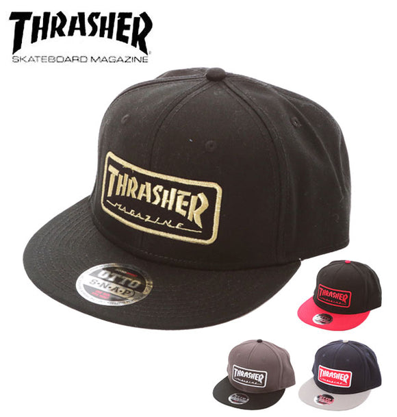 キャップ スラッシャー THRASHER ロゴ スナップバック アクセサリー OTTO 定番 CAP ベースボールキャップ 平ツバ ワッペン スケーターブランド スナップバックキャップ コットン 黒 帽子 レディース メンズ メンズ帽子 14thc03 14THC03 - バックヤードファミリー