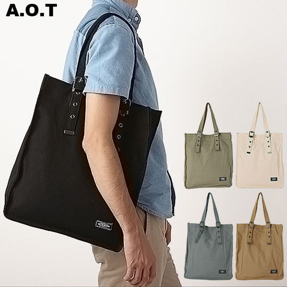 ★A4対応で丈夫な縦型！持ち手の長さが調節可能★トートバッグ キャンバス aot 縦型 定番 a.o.t a4 無地 布 トートバッグ 大きめ メンズ レディース - バックヤードファミリー