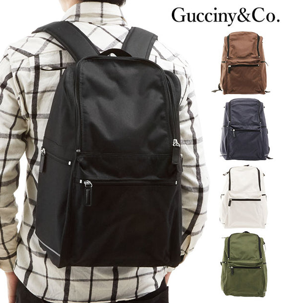 リュックサック Gucciny&Co. グッチーニ 通販 レディース メンズ ユニセックス おしゃれ かわいい バックパック デイバック シンプル カラビナ付 軽い 軽量 大きめ 大容量 ママバッグ マザーズバッグ 旅行用 登山 防災 非常用リュック リフレクターテープ付き 再帰反射機能