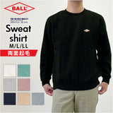 BALL トレーナー 61515 ボール 通販 メンズ ブランド 裏起毛 両面起毛 秋冬 秋 冬 あったか 暖かい 部屋着 ルームウェア アウトドア ロゴ ワッペン 袖口 刺繍 おしゃれ シンプル カジュアル ユニセックス 男女兼用 おそろい ペアルック トップス メンズファッション