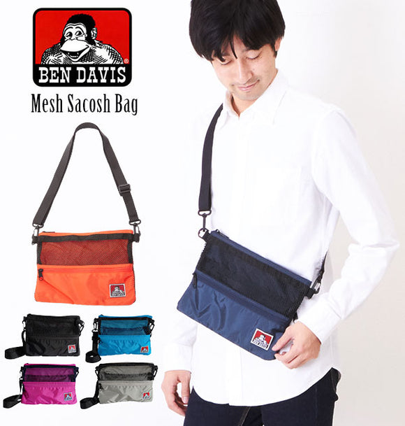 サコッシュ メンズ アウトドア 通販 サコッシュバッグ レディース ブランド BEN DAVIS ベンデイビス メッシュサコッシュ メッシュバッグ ショルダーバッグ 斜めがけ ななめ掛け 軽い 軽量 シンプル おしゃれ かっこいい サブバッグ 通勤 通学 おでかけ 旅行 ウォーキング