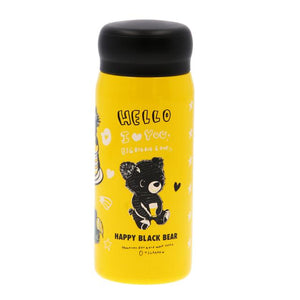 水筒 直飲み 小さい 通販 おしゃれ 大人 マグボトル 200ml ステンレスマグボトル ステンレスボトル 軽量 軽い ポケットサイズ かわいい イラスト HAPPY BLACK BEAR ハッピーブラックベアー OHARASOU RHD-HB20 大人用水筒 食器