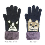 手袋 レディース 通販 5本指 内ボア 二重 グローブ もこもこ かわいい 犬 ハンドウォーマー 暖かい アニマル 動物 トイプードル 防寒 秋 冬