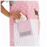 エプロン 保育士 キャラクター 通販 かわいい 介護士 大人 レディース 大きいサイズ スヌーピー SNOOPY サイドボタン 刺繍 ワッペン アップリケ カジュアル 保育 介護 ポケット ベスト横釦 キッチンファブリック