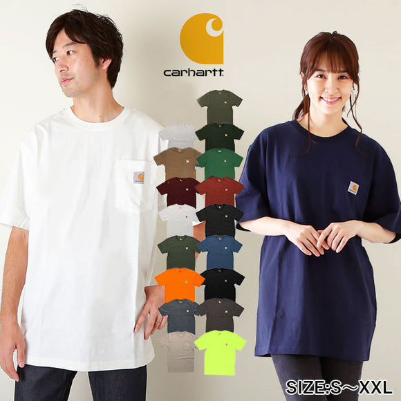 カーハート Tシャツ carhartt 通販 ブランド メンズ 半袖 おしゃれ 無地 ロゴ ポケット付きTシャツ 大きい USサイズ シンプル 半袖Tシャツ 大きめ ビッグシルエット トップス カットソー ストリート カジュアル ワークウェア Workwear Pocket Short Sleeve Tshirt